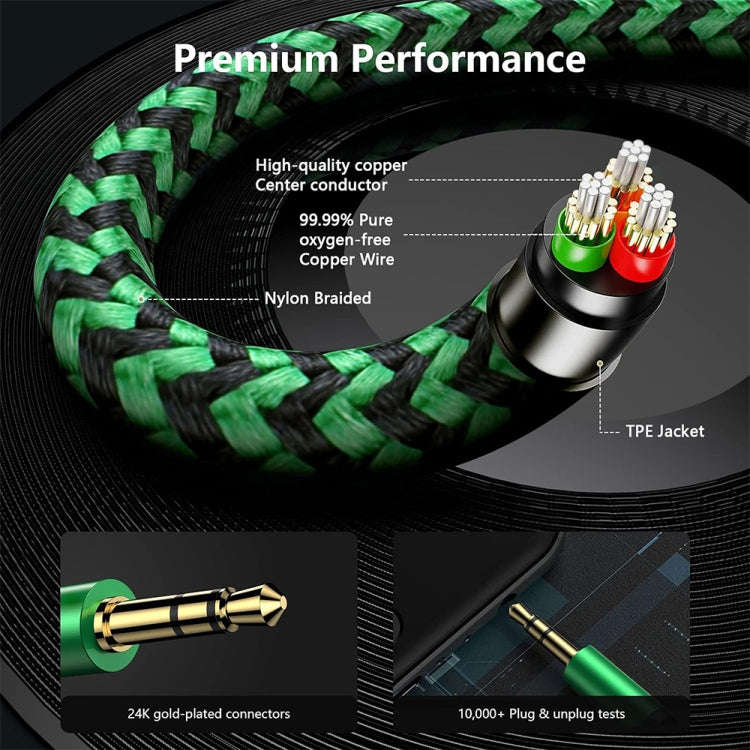 3.5mm Male to Dual 3.5mm Female 2 in 1 Audio Adapter Cable, Length:2m(Green)
