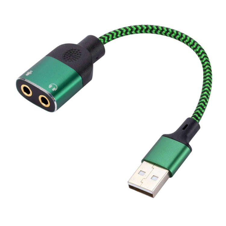 USB-A to Dual 3.5mm Integrated Style Audio Adapter Cable, Length:1m(Green)