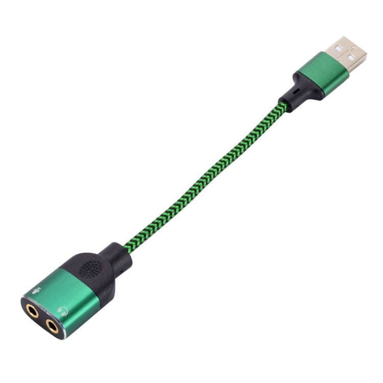 USB-A to Dual 3.5mm Integrated Style Audio Adapter Cable, Length:1m(Green)