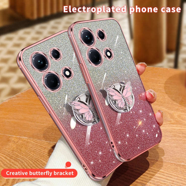 For Infinix Note 30 Plated Gradient Glitter Butterfly Holder TPU Phone Case(Purple)