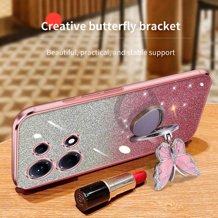 For Infinix Note 30 Plated Gradient Glitter Butterfly Holder TPU Phone Case(Purple)