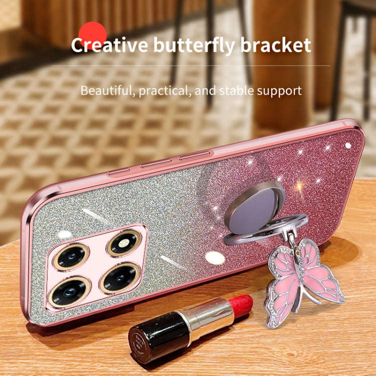 For Infinix Note 30 Pro Plated Gradient Glitter Butterfly Holder TPU Phone Case(Black)