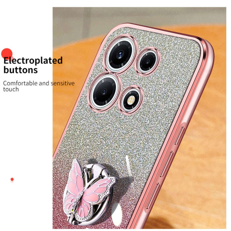 For Infinix Note 30 VIP Plated Gradient Glitter Butterfly Holder TPU Phone Case(Silver)