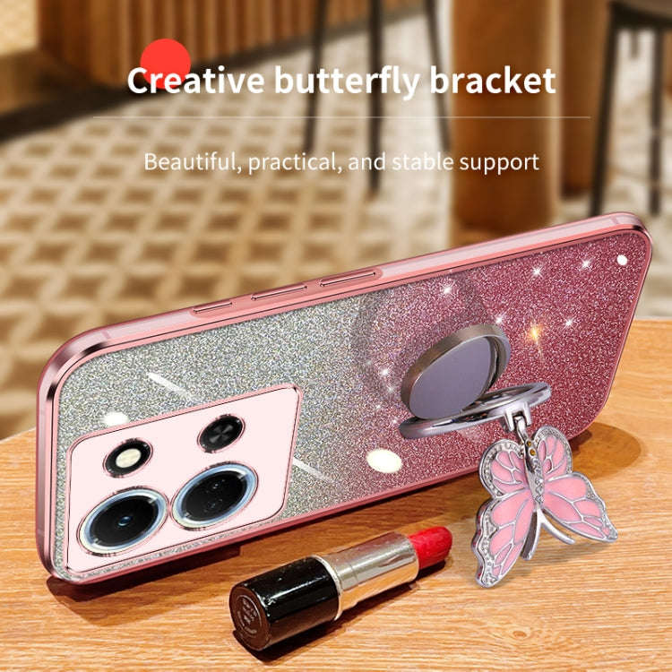 For Infinix Note 30 5G Plated Gradient Glitter Butterfly Holder TPU Phone Case(Black)