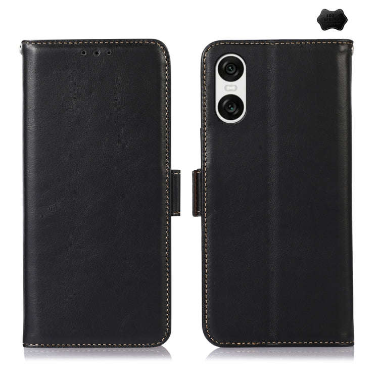 For Sony Xperia 10 VI Magnetic Crazy Horse Texture Genuine Leather RFID Phone Case(Black)