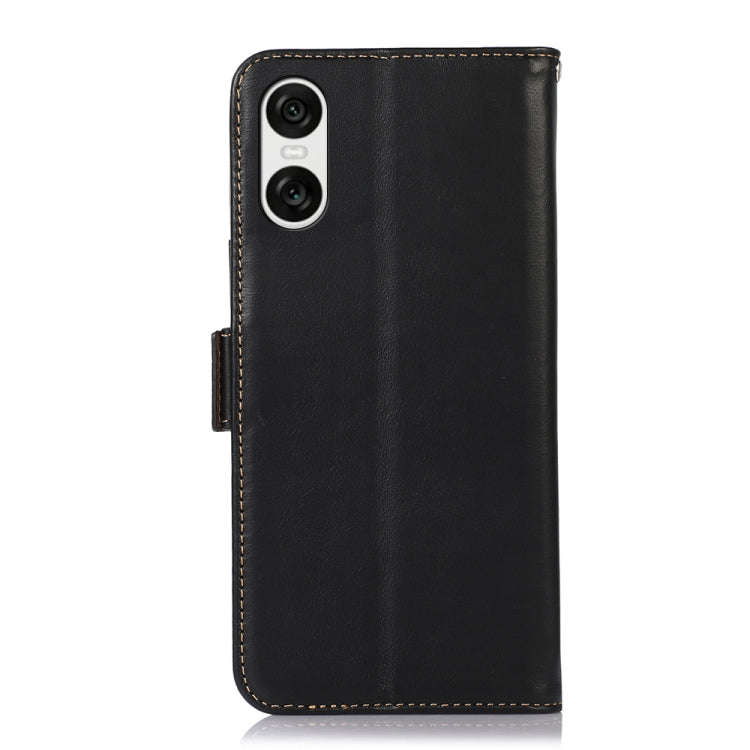 For Sony Xperia 10 VI Magnetic Crazy Horse Texture Genuine Leather RFID Phone Case(Black)