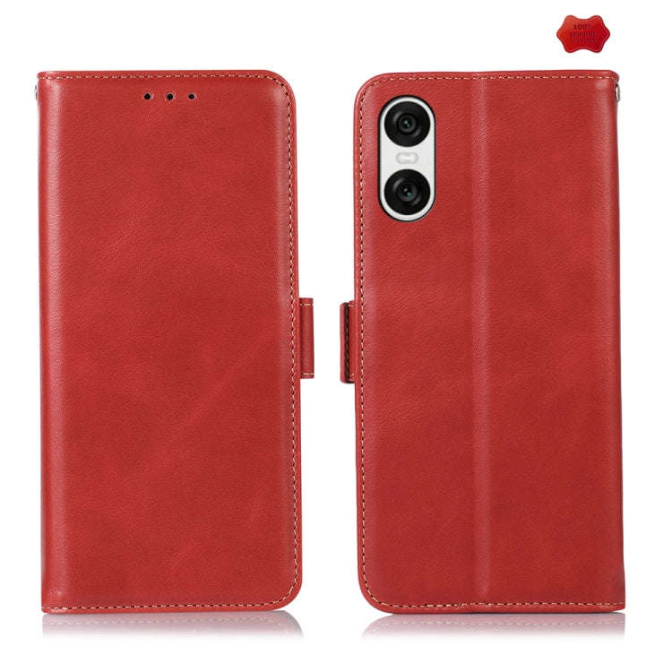 For Sony Xperia 10 VI Magnetic Crazy Horse Texture Genuine Leather RFID Phone Case(Red)