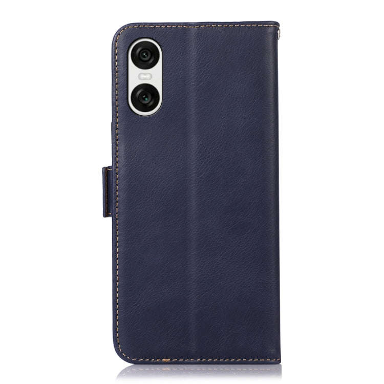 For Sony Xperia 10 VI Magnetic Crazy Horse Texture Genuine Leather RFID Phone Case(Blue)