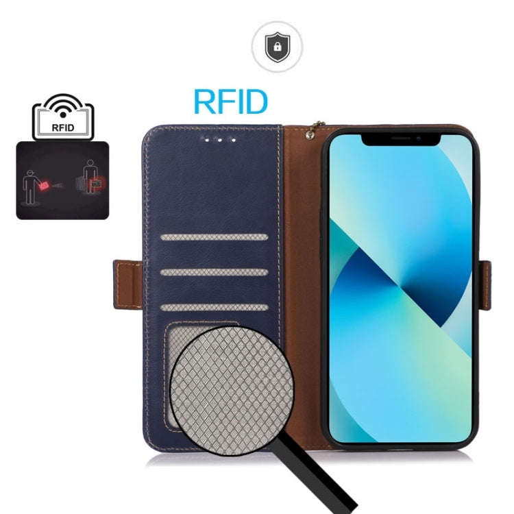 For Sony Xperia 10 VI Magnetic Crazy Horse Texture Genuine Leather RFID Phone Case(Blue)