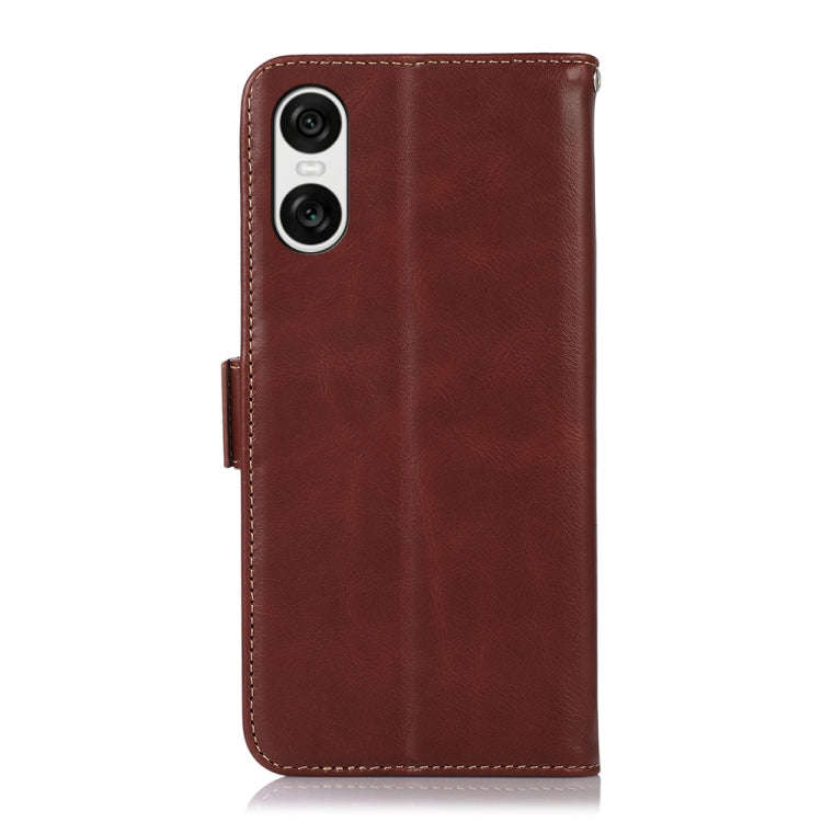 For Sony Xperia 10 VI Magnetic Crazy Horse Texture Genuine Leather RFID Phone Case(Brown)
