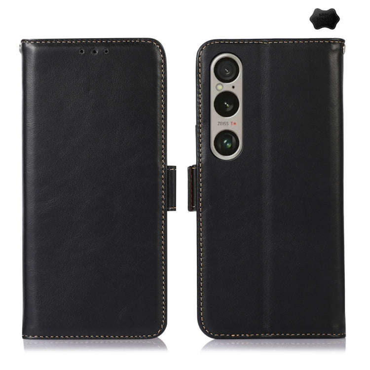 For Sony Xperia 1 VI Magnetic Crazy Horse Texture Genuine Leather RFID Phone Case(Black)