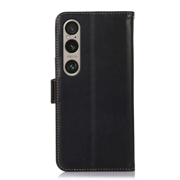 For Sony Xperia 1 VI Magnetic Crazy Horse Texture Genuine Leather RFID Phone Case(Black)