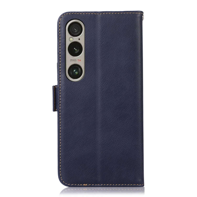 For Sony Xperia 1 VI Magnetic Crazy Horse Texture Genuine Leather RFID Phone Case(Blue)