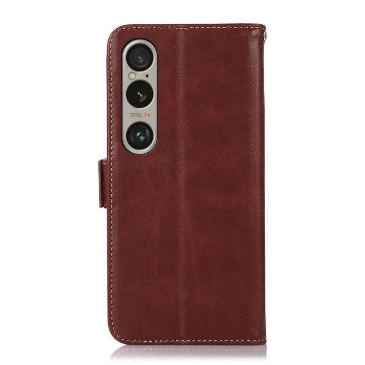 For Sony Xperia 1 VI Magnetic Crazy Horse Texture Genuine Leather RFID Phone Case(Brown)