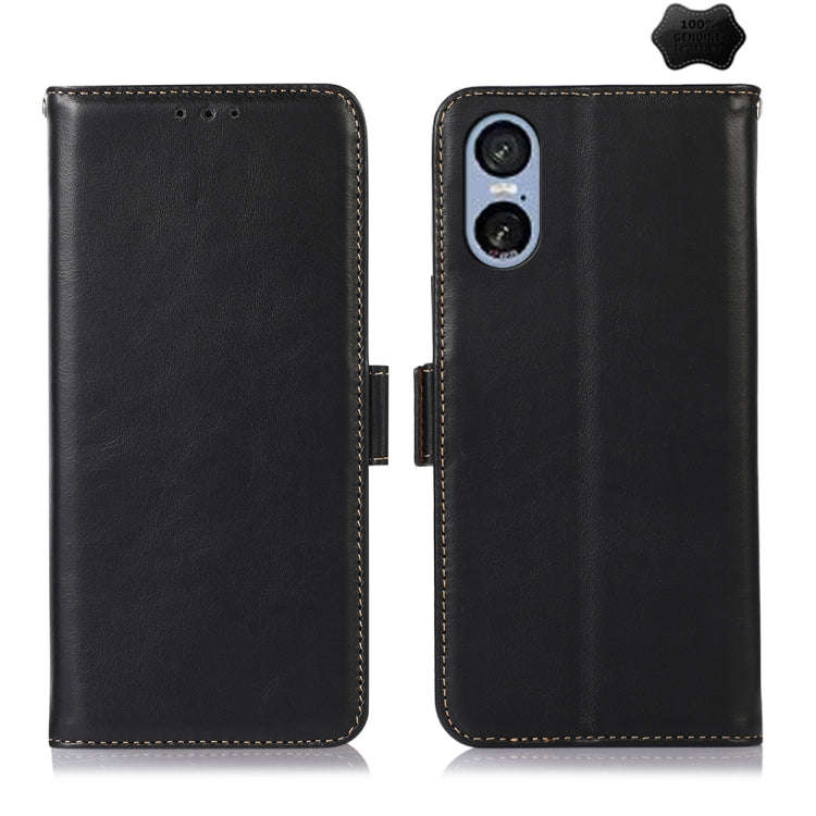 For Sony Xperia 5 VI Magnetic Crazy Horse Texture Genuine Leather RFID Phone Case(Black)