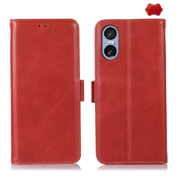 For Sony Xperia 5 VI Magnetic Crazy Horse Texture Genuine Leather RFID Phone Case(Red)