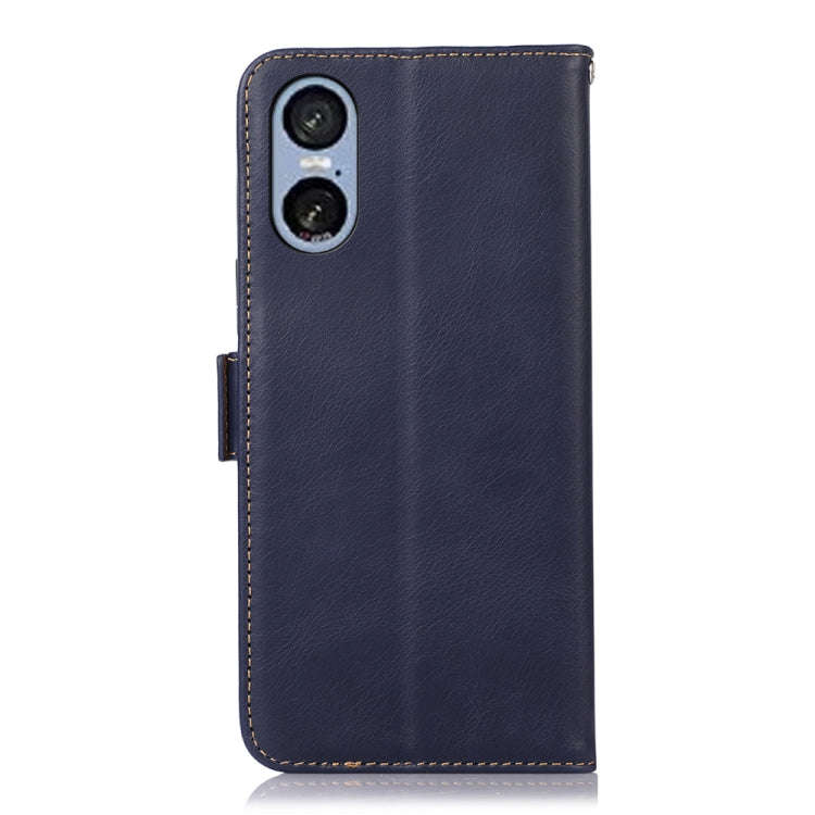 For Sony Xperia 5 VI Magnetic Crazy Horse Texture Genuine Leather RFID Phone Case(Blue)
