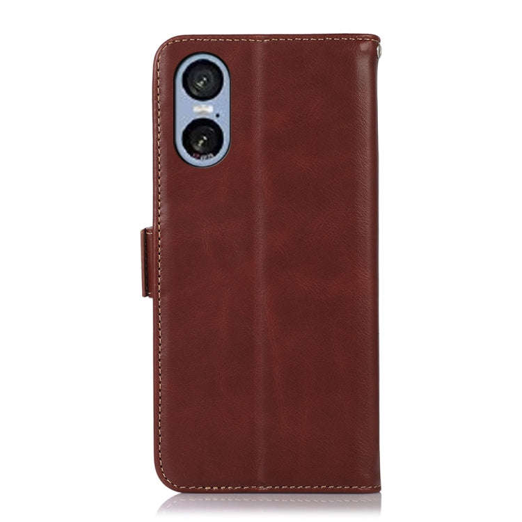 For Sony Xperia 5 VI Magnetic Crazy Horse Texture Genuine Leather RFID Phone Case(Brown)