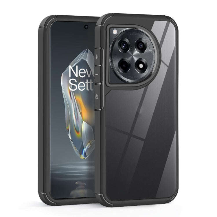 For OnePlus 12R 5G Acrylic+TPU Transparent Shockproof Phone Case(Black)