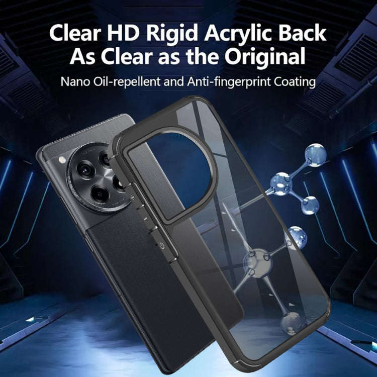For OnePlus 12R 5G Acrylic+TPU Transparent Shockproof Phone Case(Black)