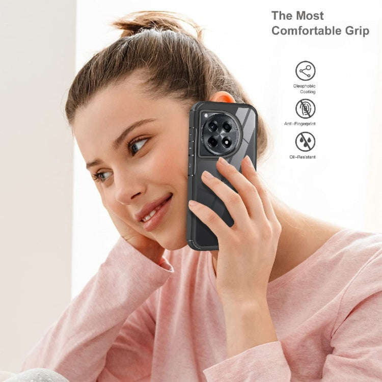 For OnePlus 12R 5G Acrylic+TPU Transparent Shockproof Phone Case(Black)