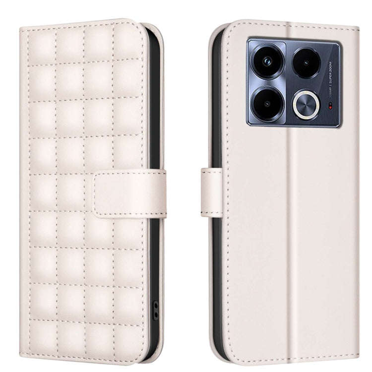 For Infinix Note 40 4G Square Texture Leather Phone Case(Beige)