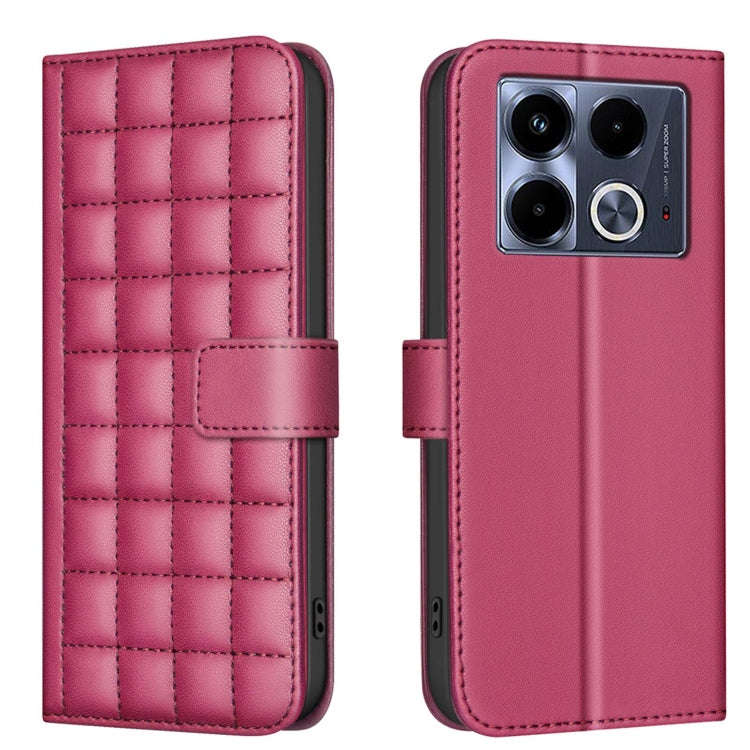 For Infinix Note 40 4G Square Texture Leather Phone Case(Red)