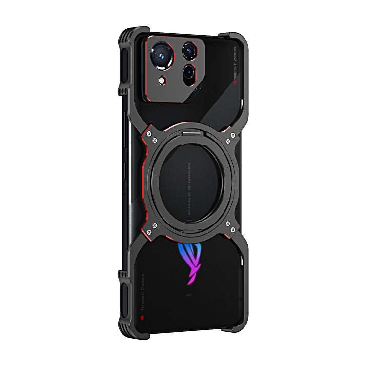 For Asus ROG Phone 8 / 8 Pro Mechanical Arm Borderless MagSafe Holder Metal Phone Case(Black Red)