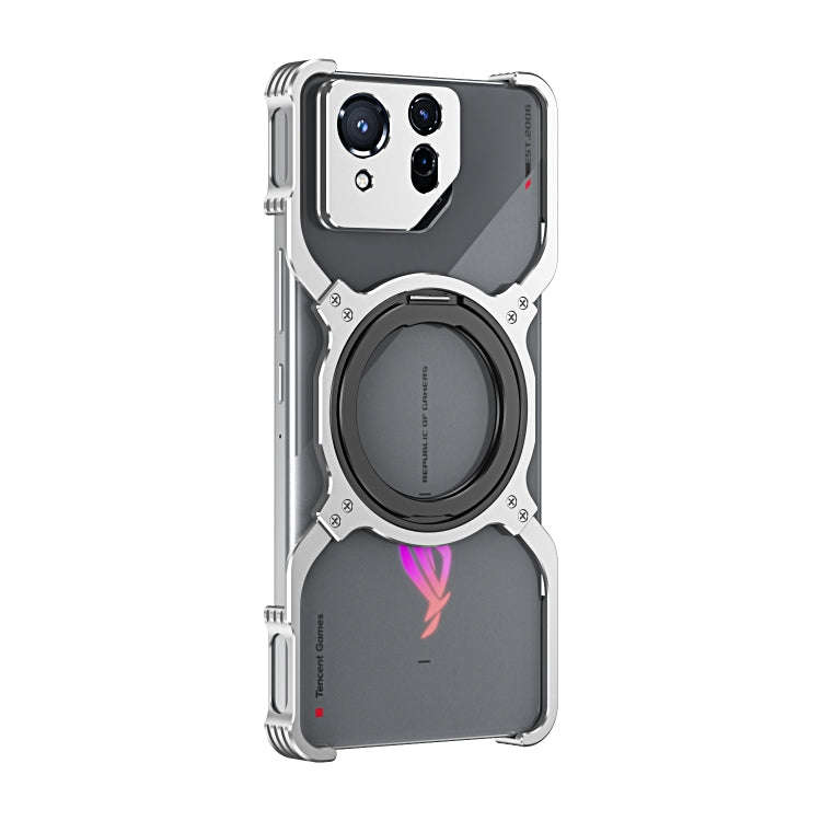 For Asus ROG Phone 8 / 8 Pro Mechanical Arm Borderless MagSafe Holder Metal Phone Case(Silver)