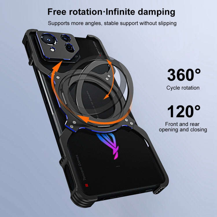 For Asus ROG Phone 8 / 8 Pro Mechanical Arm Borderless MagSafe Holder Metal Phone Case(Silver)