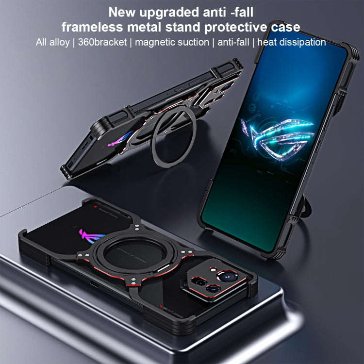 For Asus ROG Phone 8 / 8 Pro Mechanical Arm Borderless MagSafe Holder Metal Phone Case(Silver)