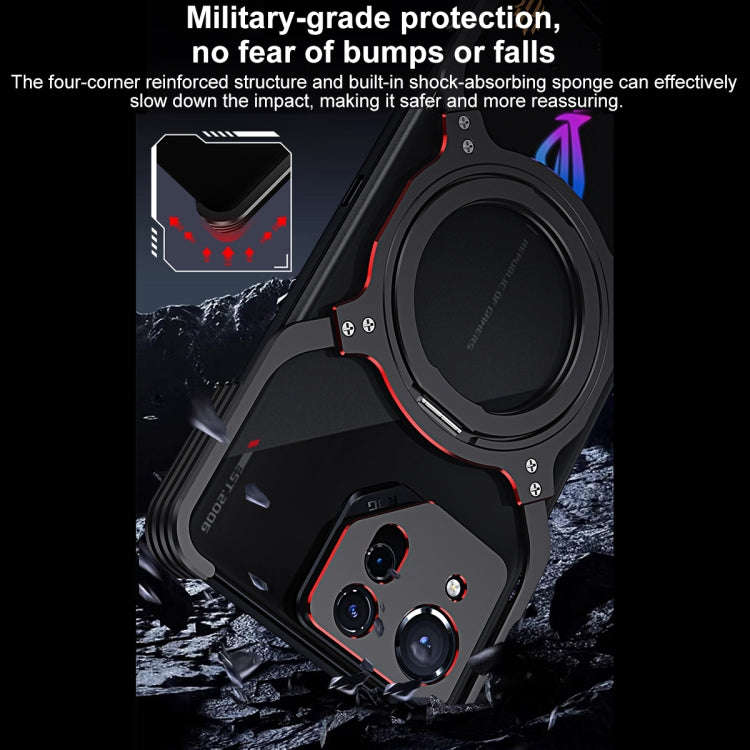 For Asus ROG Phone 8 / 8 Pro Mechanical Arm Borderless MagSafe Holder Metal Phone Case(Black Purple)