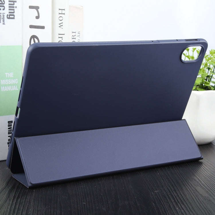 For Huawei MatePad 11.5 S GEBEI 3-folding Holder Shockproof Flip Leather Tablet Case(Dark Blue)