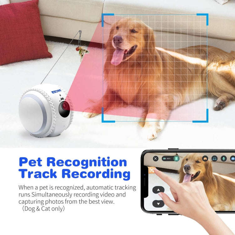 ESCAM QF011 2MP Smart Pet Robot Camera with Night Vision & APP Remote Control(EU Plug)