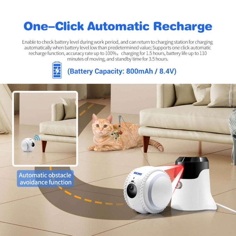 ESCAM QF011 2MP Smart Pet Robot Camera with Night Vision & APP Remote Control(EU Plug)