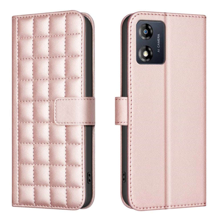 For Motorola Moto E13 4G Square Texture Leather Phone Case(Rose Gold)