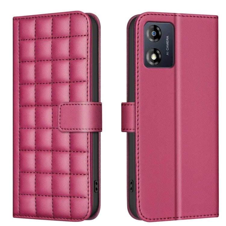For Motorola Moto E13 4G Square Texture Leather Phone Case(Red)