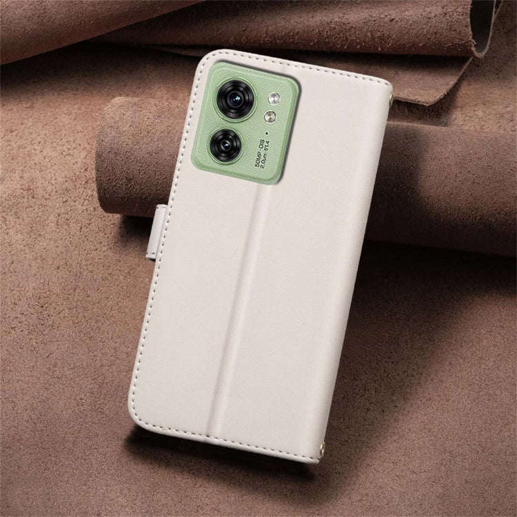 For Motorola Edge 40 5G Square Texture Leather Phone Case(Beige)