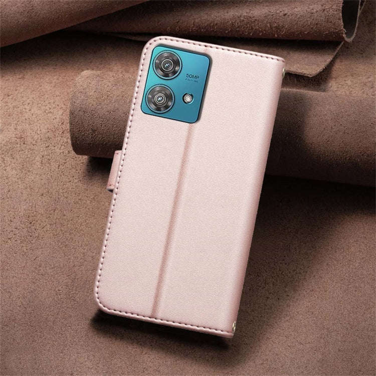 For Motorola Edge 40 Neo Square Texture Leather Phone Case(Rose Gold)