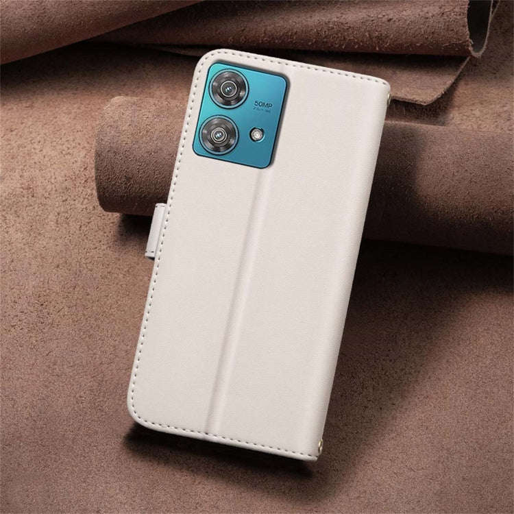 For Motorola Edge 40 Neo Square Texture Leather Phone Case(Beige)