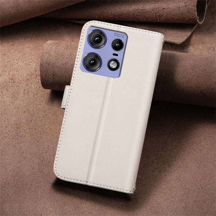 For Motorola Edge 50 Pro 5G Square Texture Leather Phone Case(Beige)