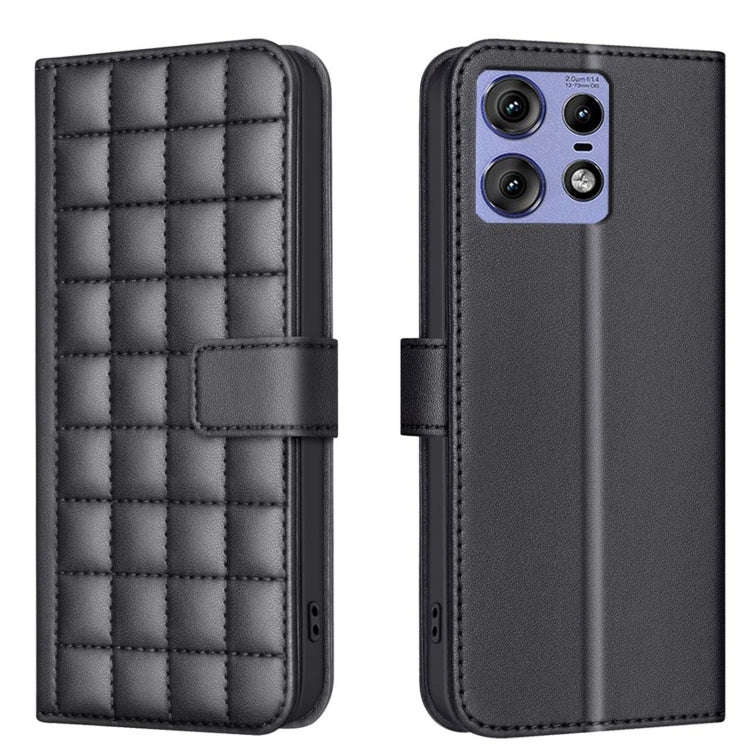 For Motorola Edge 50 Pro 5G Square Texture Leather Phone Case(Black)