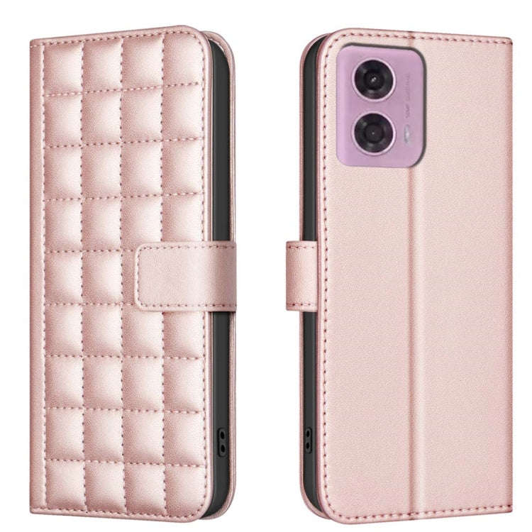 For Motorola Moto G04 / G24 / E14 Square Texture Leather Phone Case(Rose Gold)