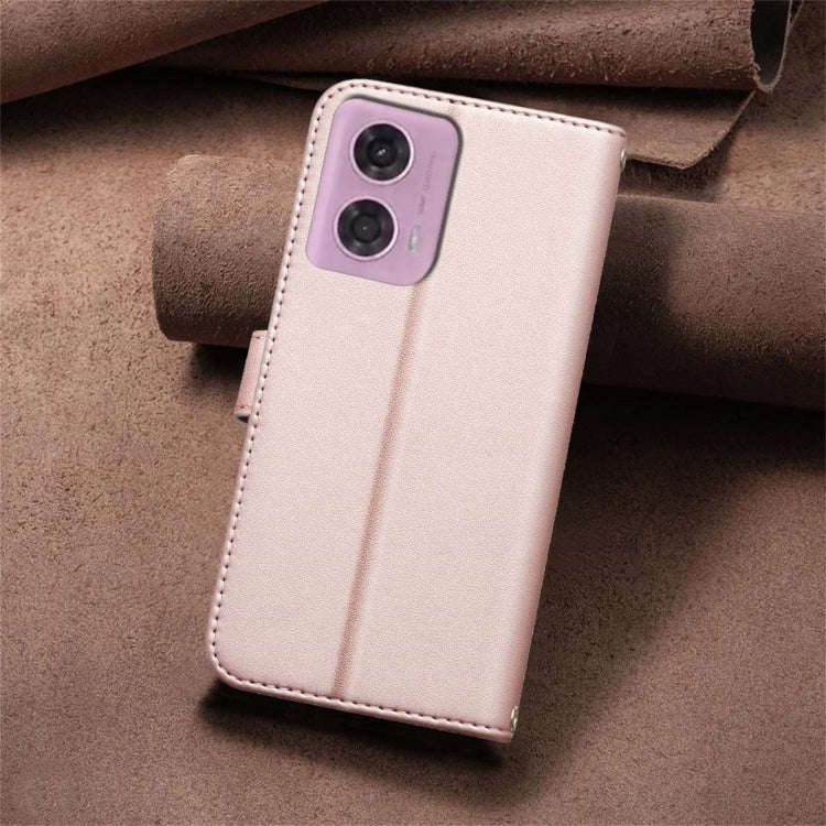 For Motorola Moto G04 / G24 / E14 Square Texture Leather Phone Case(Rose Gold)