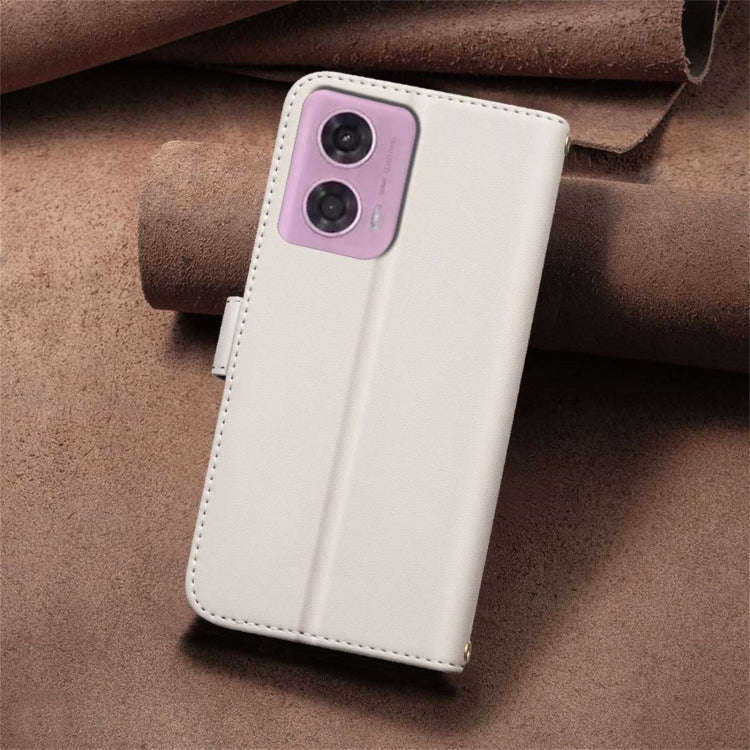 For Motorola Moto G04 / G24 / E14 Square Texture Leather Phone Case(Beige)