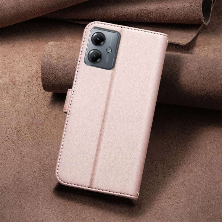 For Motorola Moto G14 4G / G54 5G EU Version Square Texture Leather Phone Case(Rose Gold)
