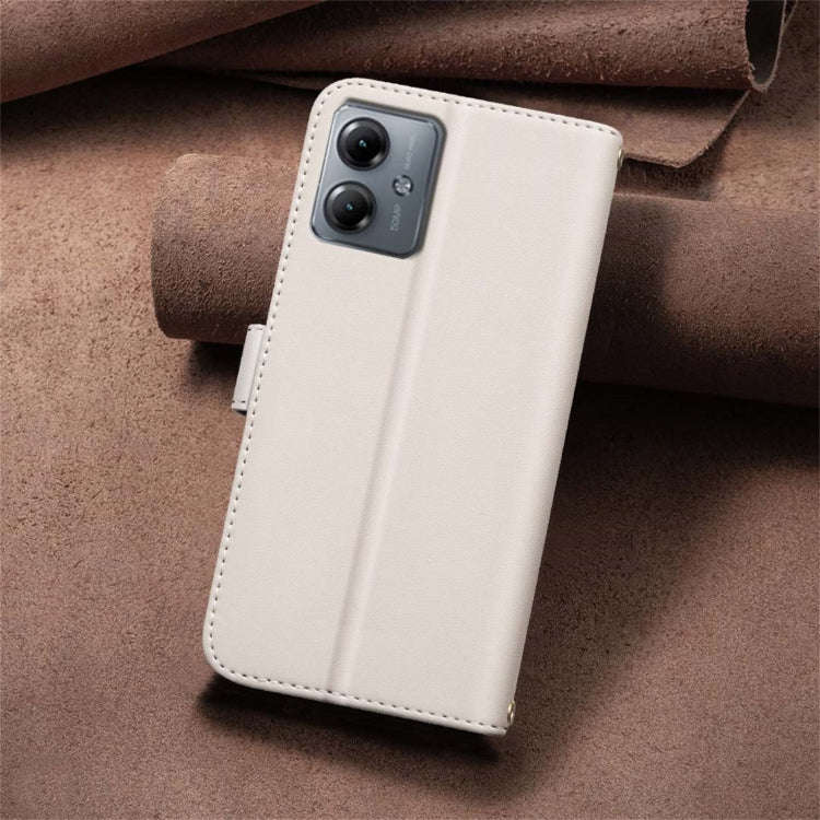 For Motorola Moto G14 4G / G54 5G EU Version Square Texture Leather Phone Case(Beige)