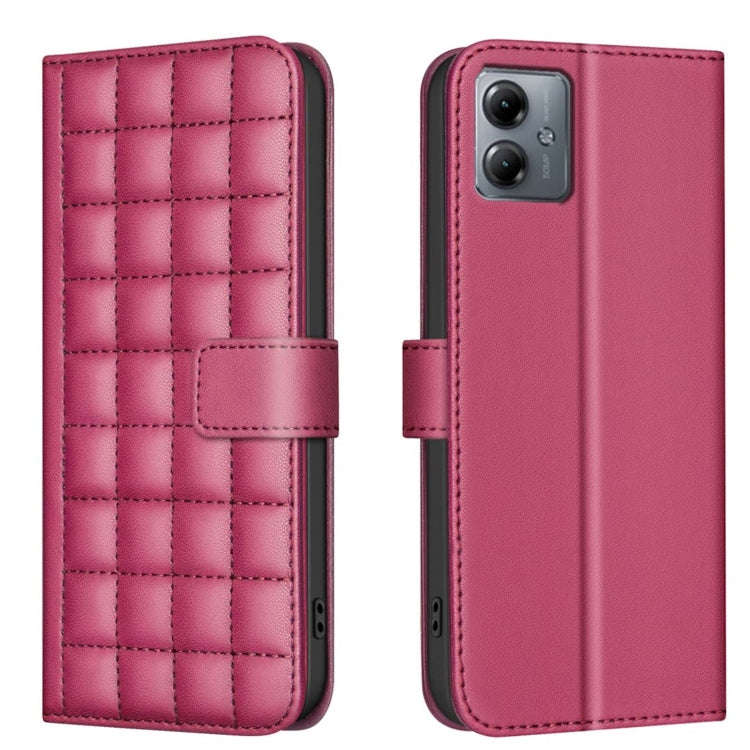 For Motorola Moto G14 4G / G54 5G EU Version Square Texture Leather Phone Case(Red)