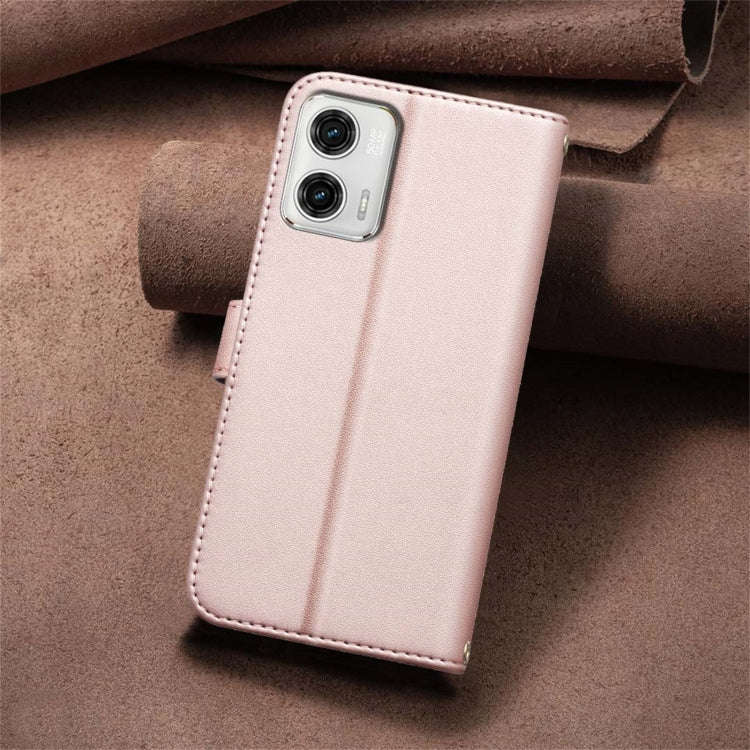 For Motorola Moto G73 5G Square Texture Leather Phone Case(Rose Gold)