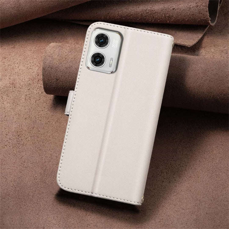 For Motorola Moto G73 5G Square Texture Leather Phone Case(Beige)